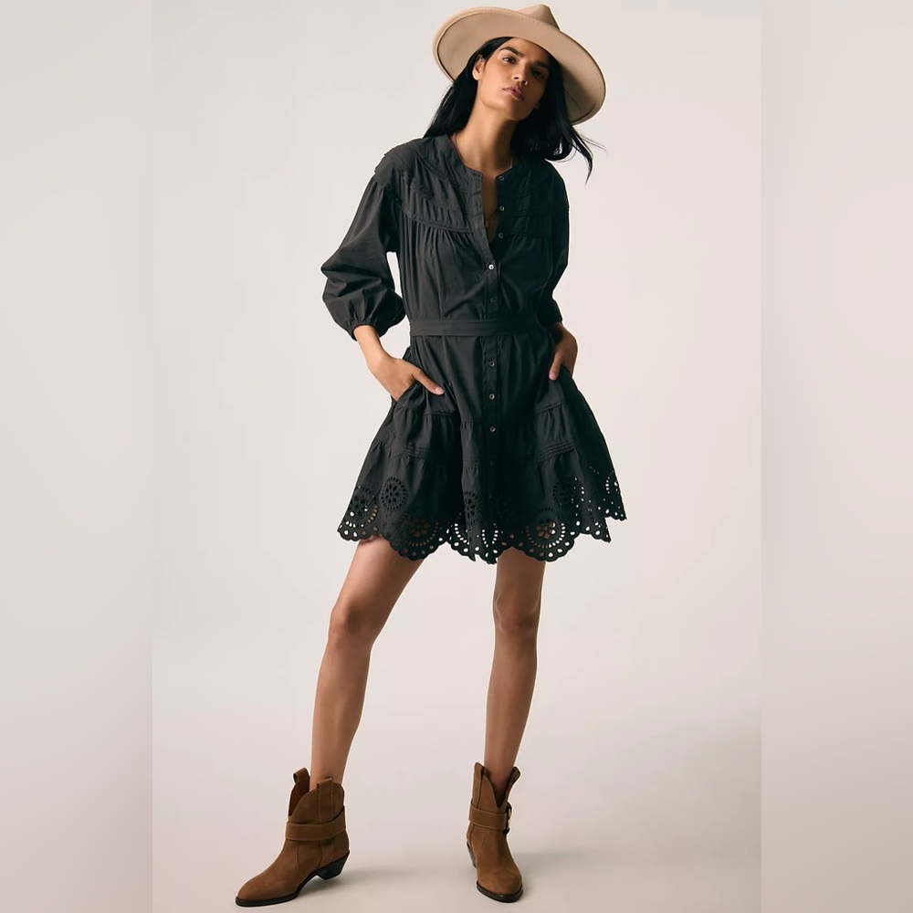 Anthropologie | Velvet by Graham & Spencer Barb Long-Sleeve Eyelet Mini Dress